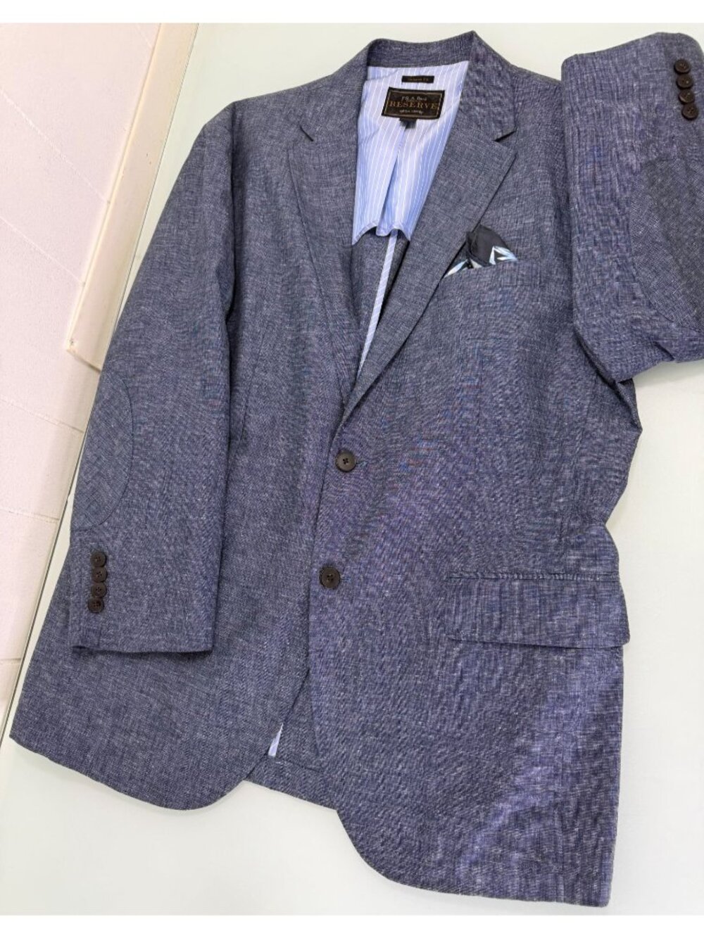 Jos A Bank Reserve Unstructured Blazer Jacket Mens XL Linen Cotton Elbow Pads